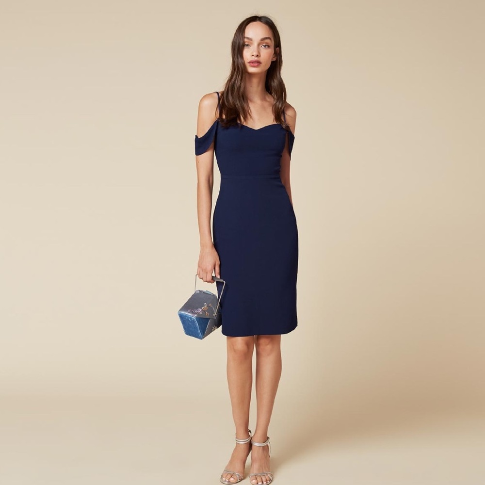 Reformation Rena Dress, Navy Blue, Size 4